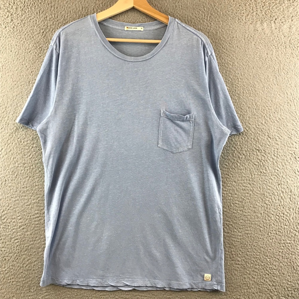 Marine Layer Mens Pocket T Shirt Medium Blue Short Sleeve Casual
